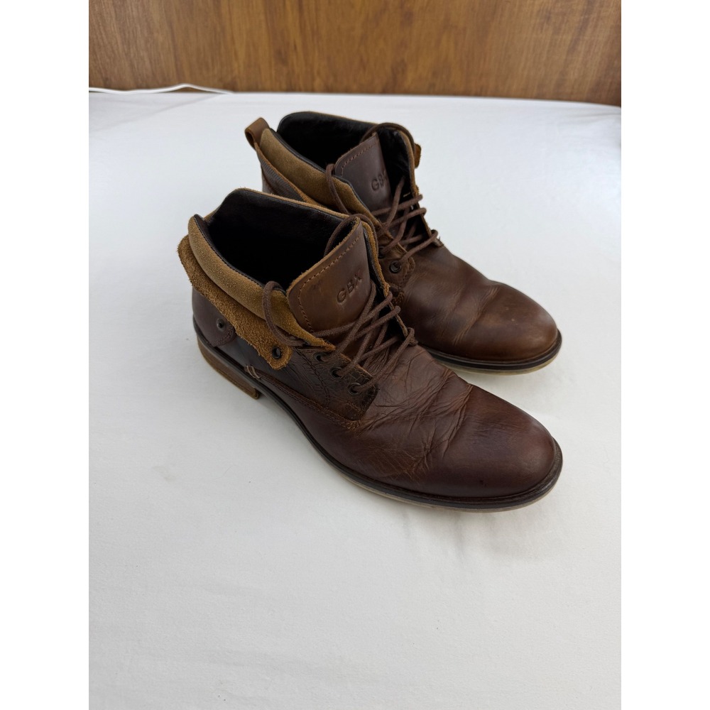 GBX Mens Brown Leather Lace Up Ankle Boots Chukka Size 8.5 Made in Mexico